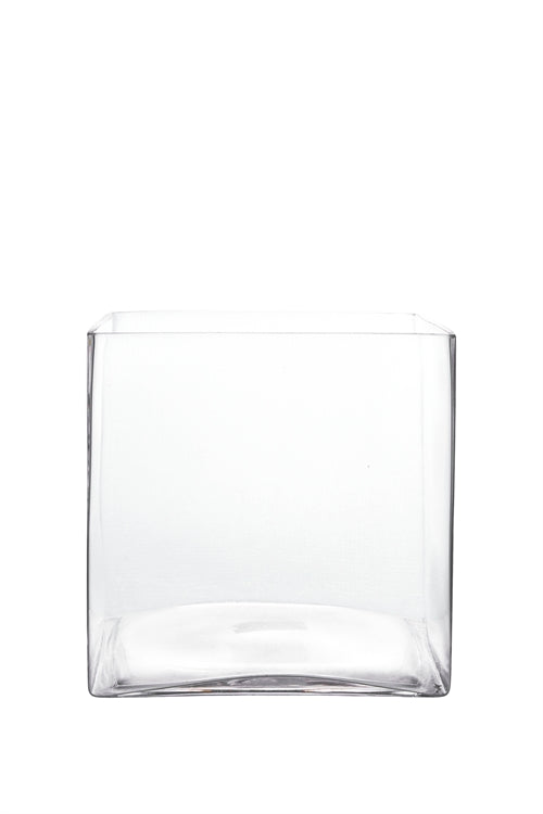 8 inch clear cube glass vase