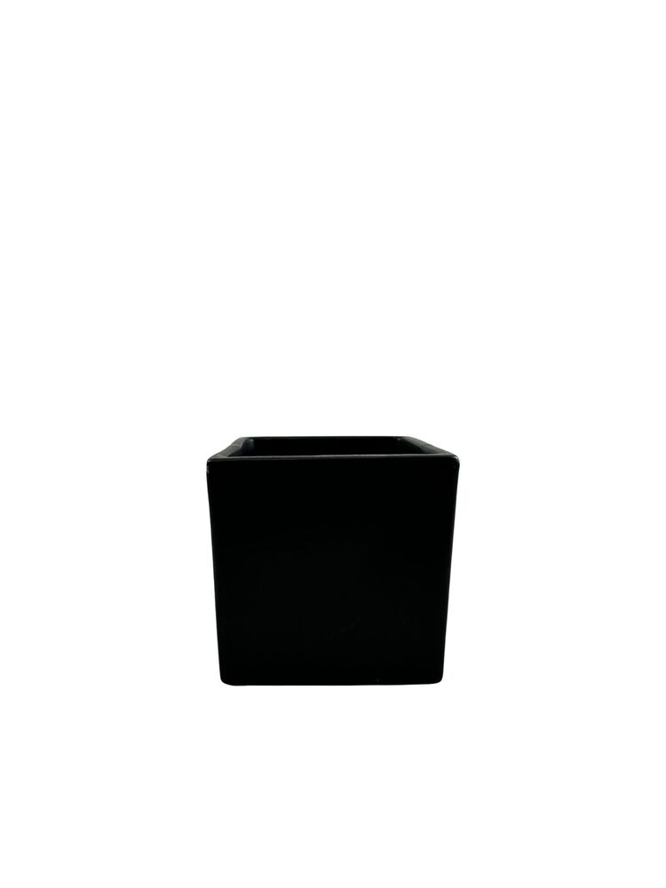 4 inch matte black square ceramic vase