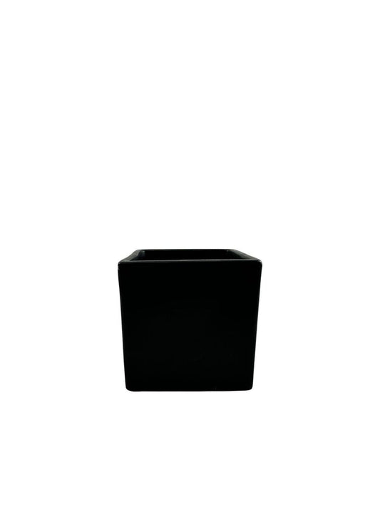 4 inch matte black square ceramic vase