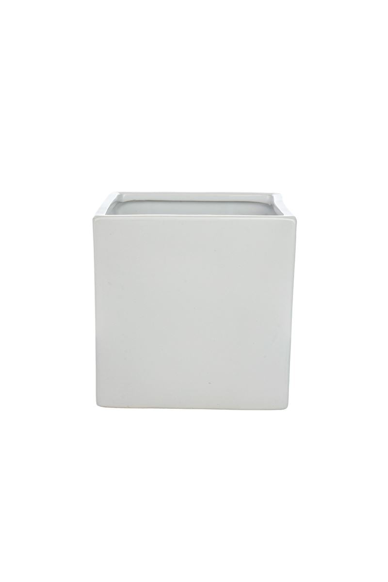 6 inch matte white cube ceramic vase