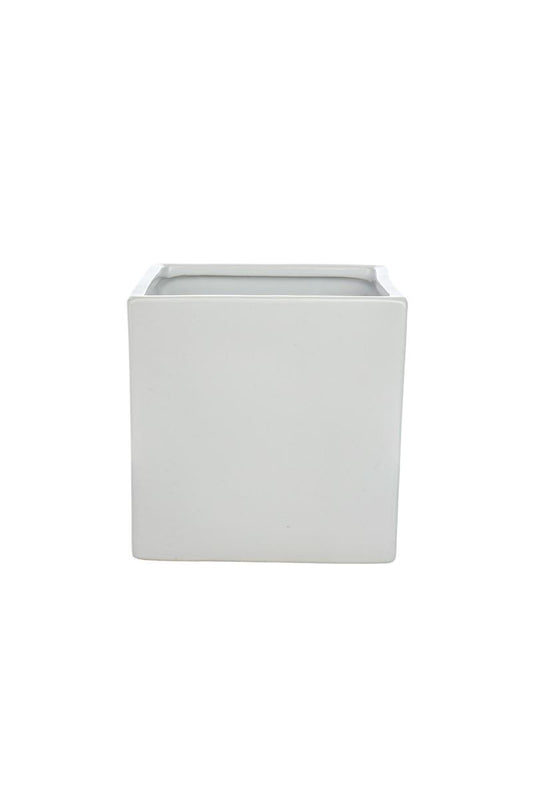 6 inch matte white cube ceramic vase
