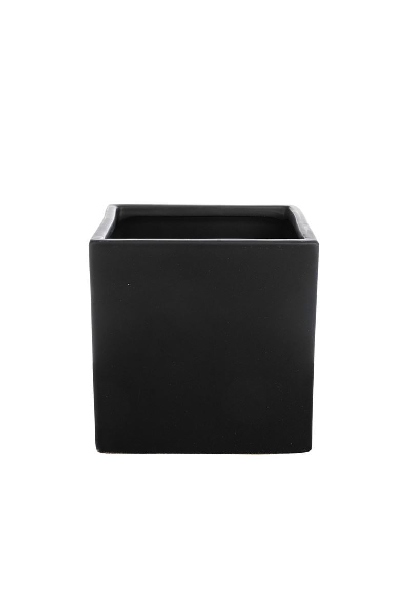 6 inch matte black cube ceramic vase