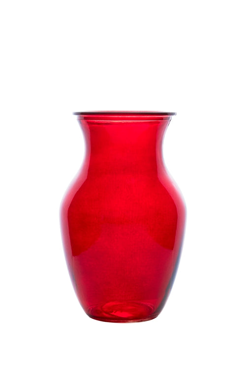 8 inch red ginger glass vase