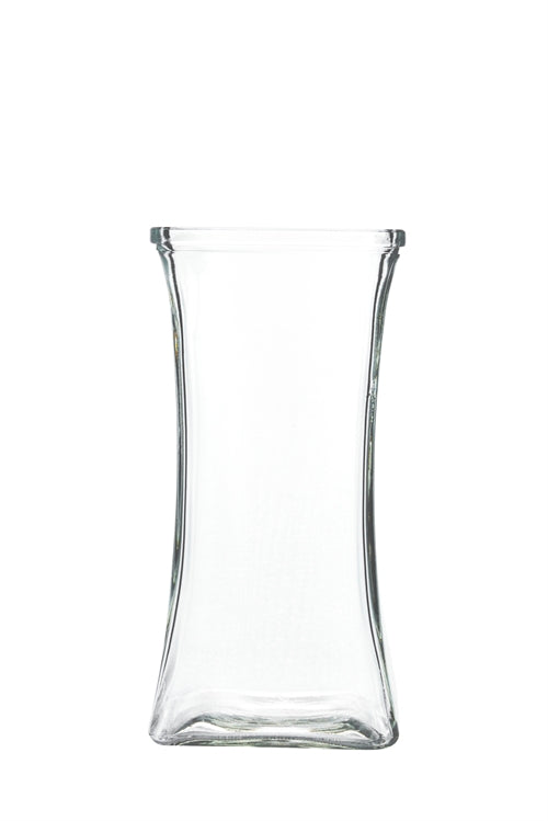 8.75 inch clear flared square glass vase
