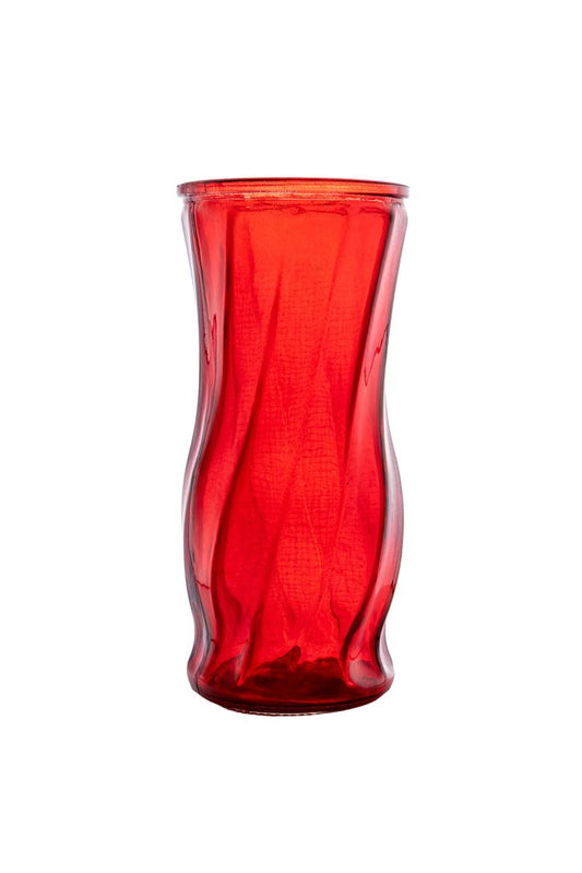 8.5 inch red illusion glass vase