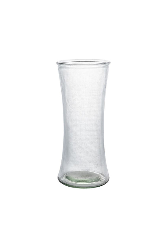 10 inch clear hourglass glass vase