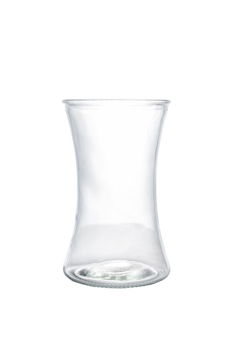 8 inch clear hourglass glass vase