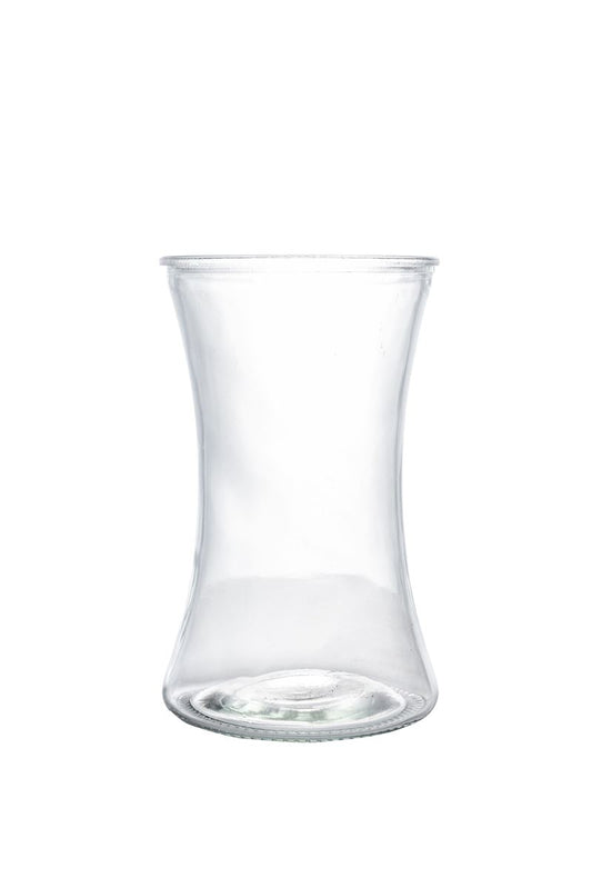8 inch clear hourglass glass vase