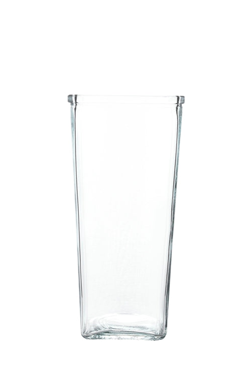 9 inch clear tapered square glass vase