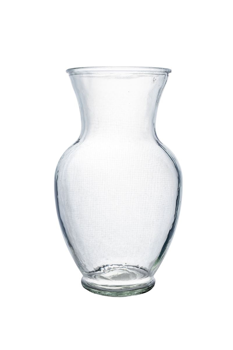 11 inch clear belly glass vase