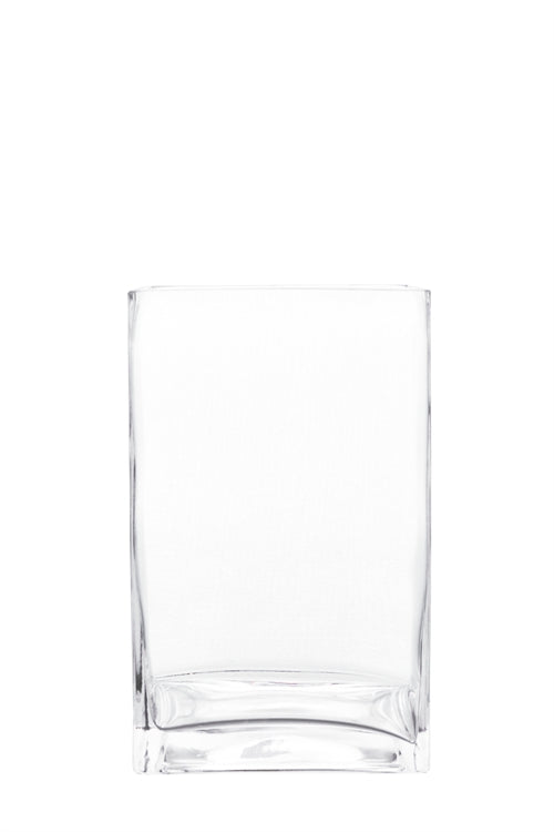 8 inch clear square glass vase