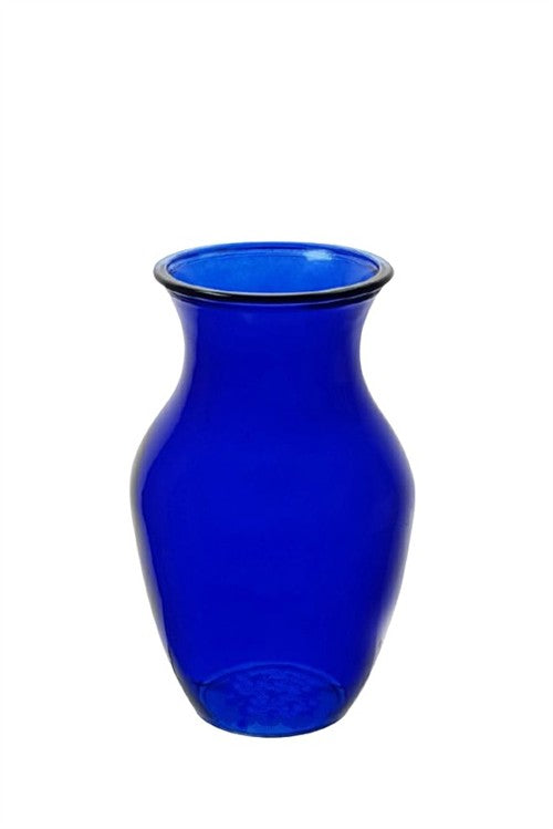 8 inch blue ginger glass vase