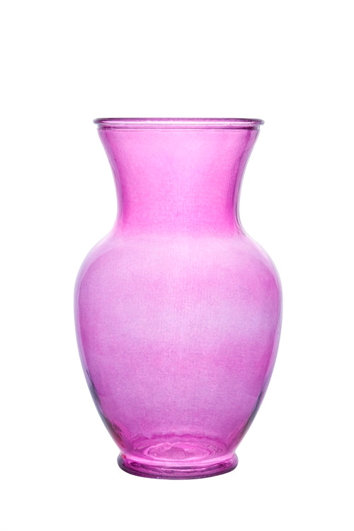 11 inch pink ginger glass vase