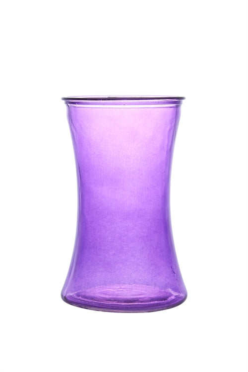 8 inch purple hourglass glass vase