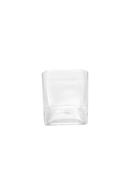 5 inch clear square glass vase