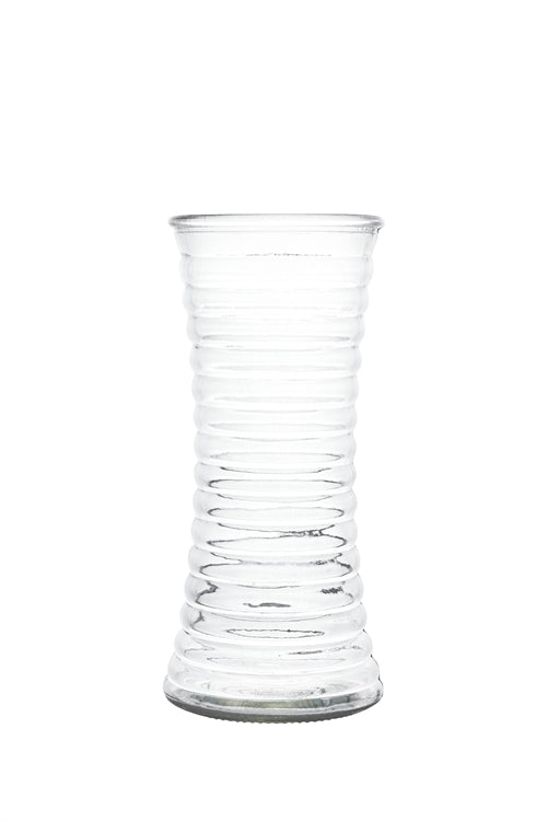 10 inch clear gathering glass vase