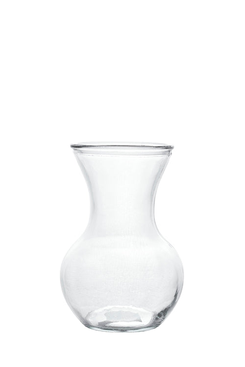 7.5 inch clear belly glass vase