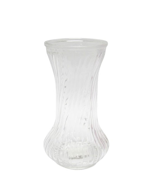 8.5 inch clear belly swirl glass vase