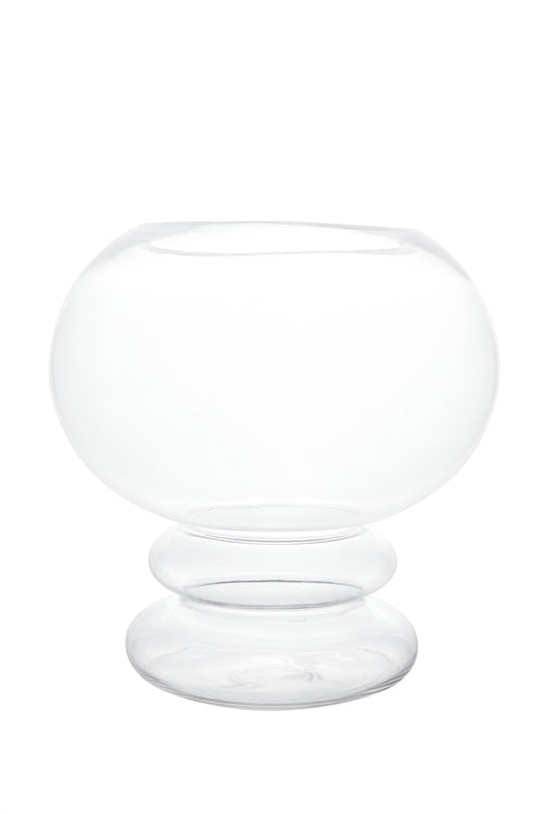 12 inch clear fishbowl pedestal glass vase