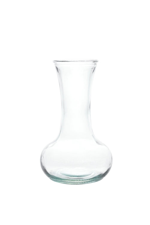 8 inch clear belly glass vase