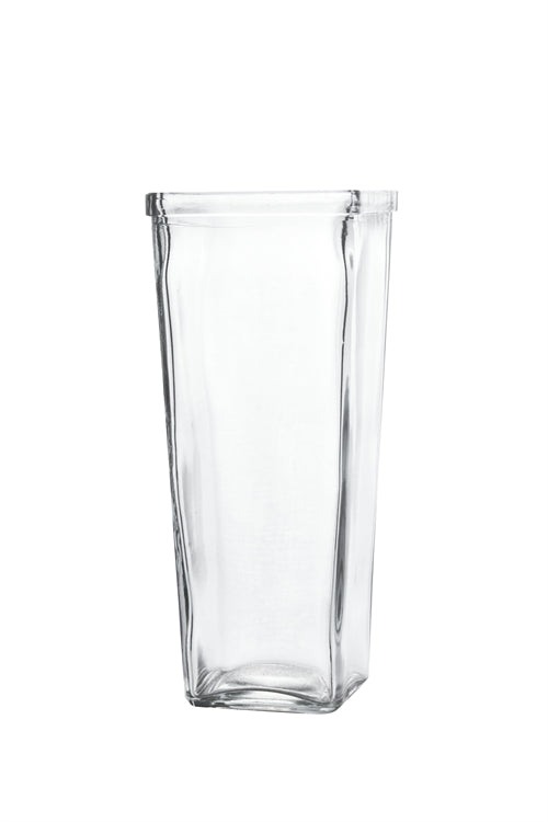 8.5 Inch Clear Tapered Square Glass Vase 3.5"W x 8.5"H