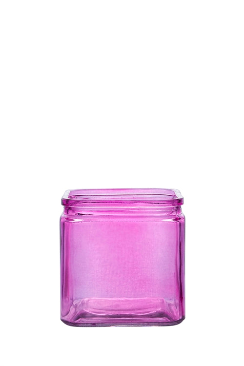 4.75 inch pink cube glass vase