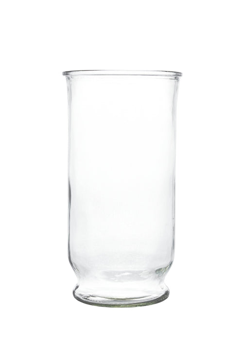 10 inch clear hurricane footed glass vase