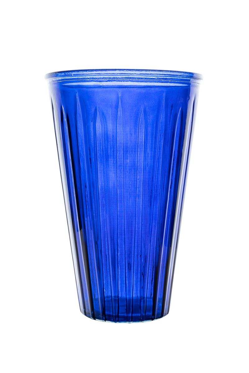 10 inch blue cup glass vase