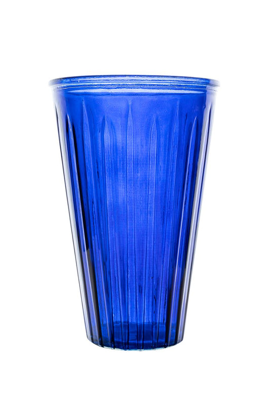 10 inch blue cup glass vase