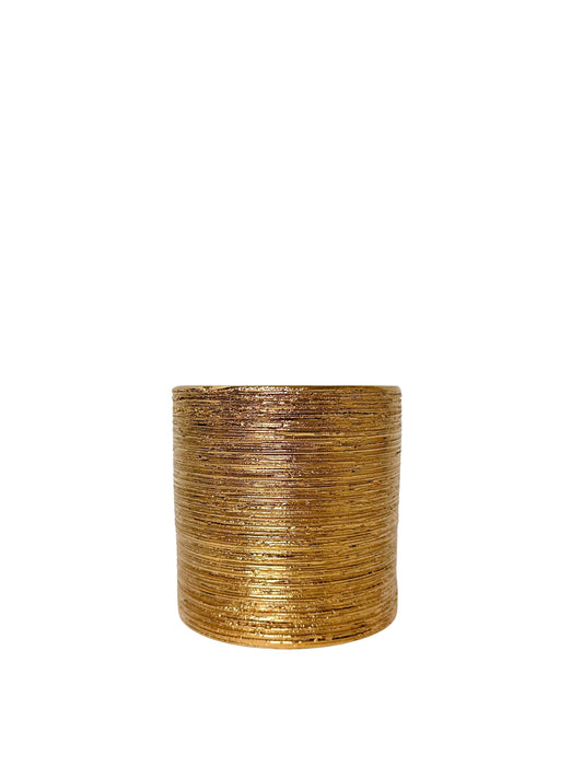 4 inch scratched gold cylinder ceramic vase