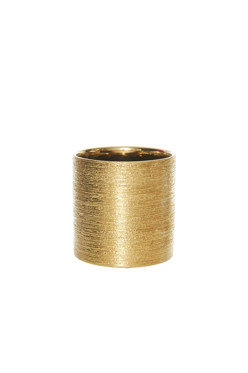 5 inch scratched gold cylinder ceramic vase