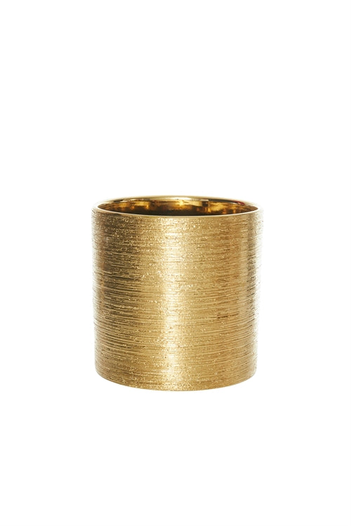 6 inch scratched gold cylinder ceramic vase