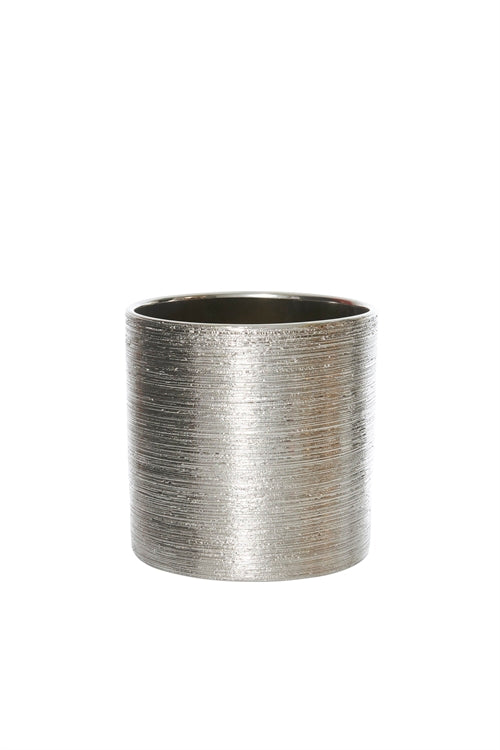 6 inch scratched silver cylinder ceramic vase