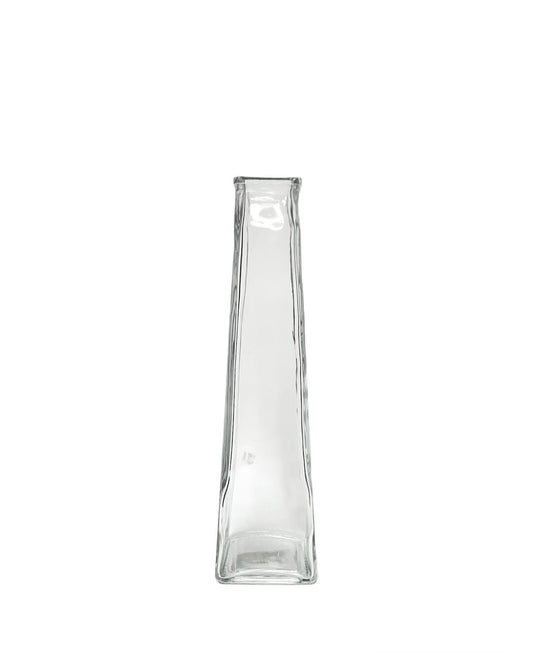 12 inch clear pyramid square glass vase