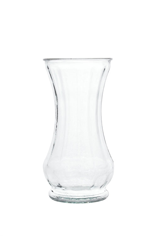 8.5 inch clear belly footed glass vase