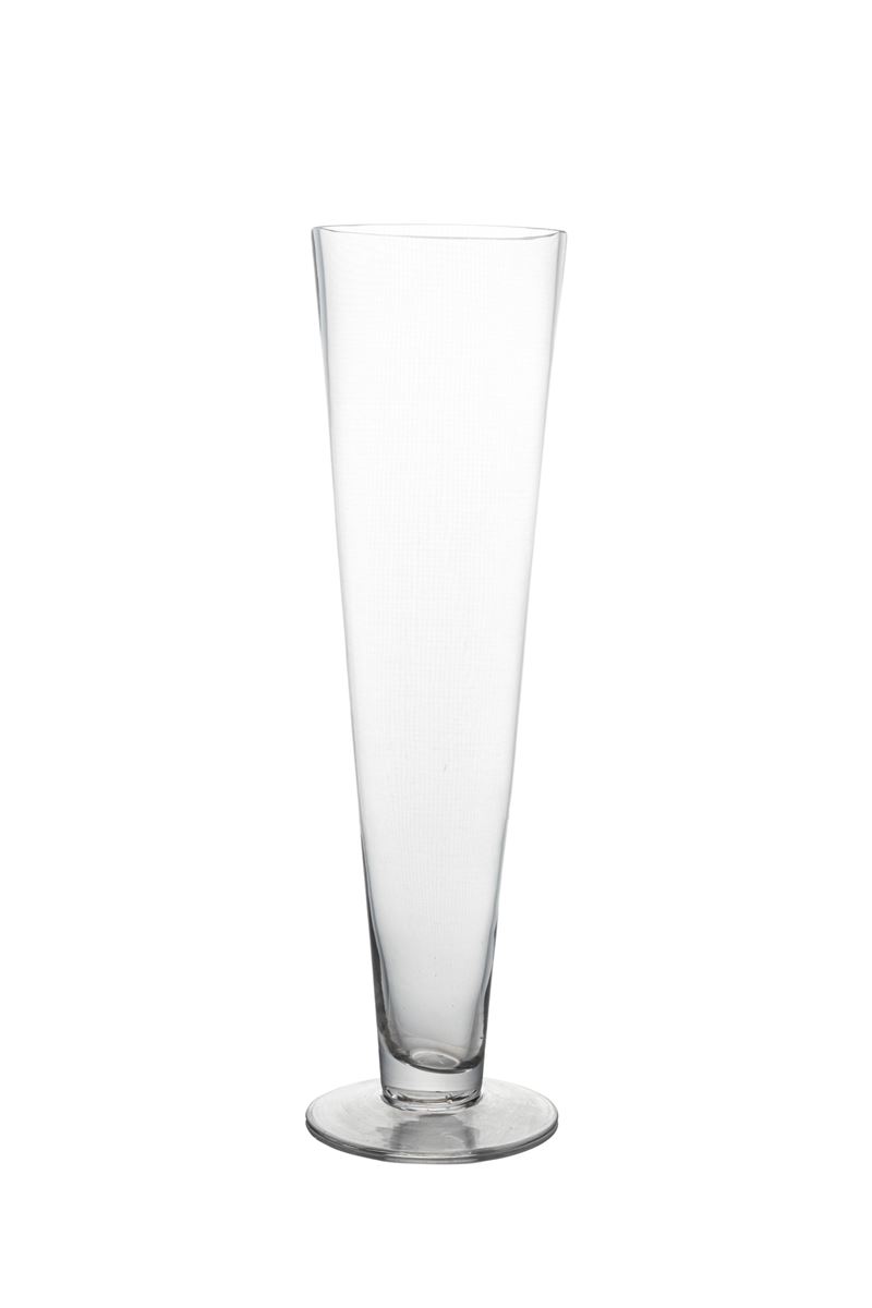 16 inch clear cone footed glass vase