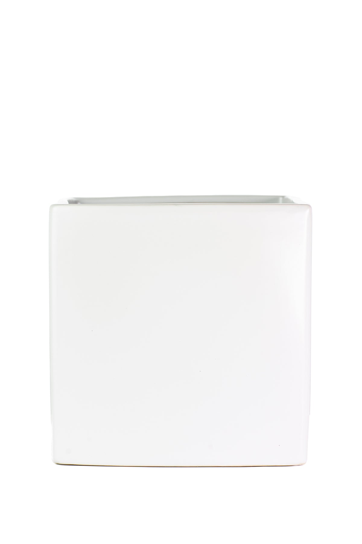 8 inch matte white cube ceramic vase