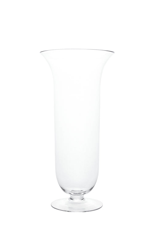 14 inch clear belly footed glass vase