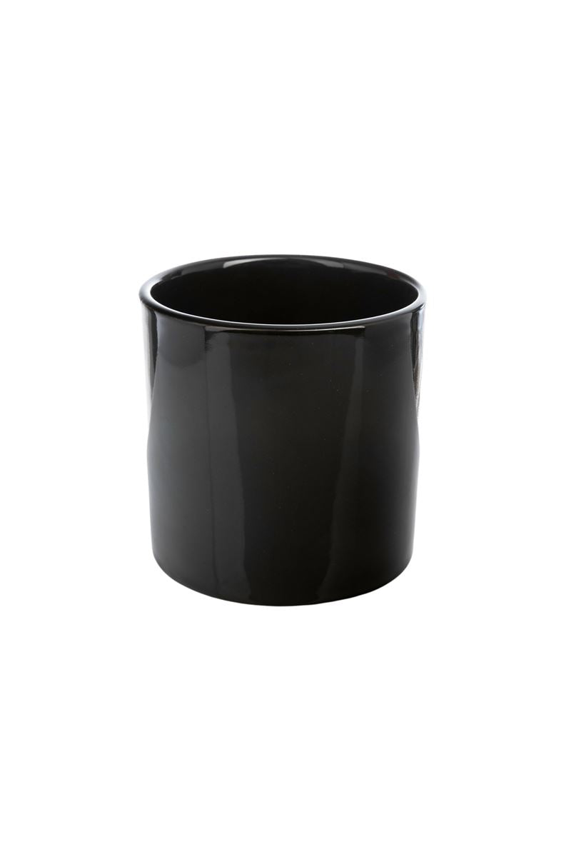 4 inch shiny black cylinder ceramic vase