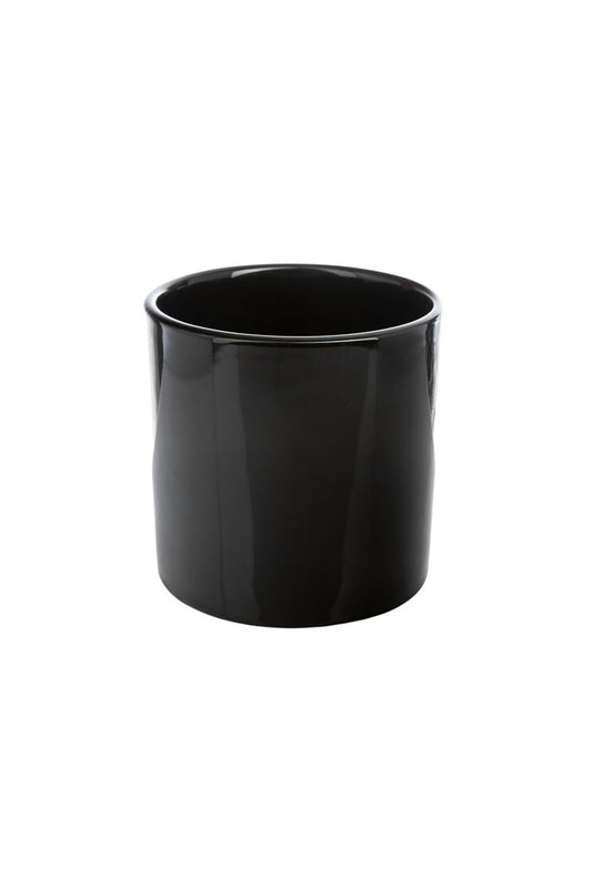 4 inch shiny black cylinder ceramic vase