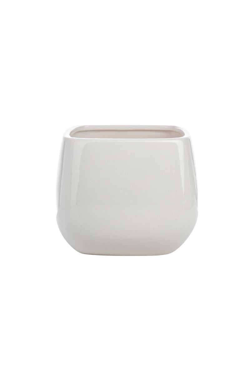 5 inch white cube ceramic vase