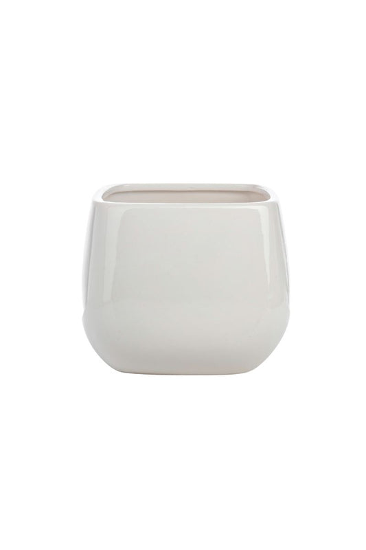 5 inch white cube ceramic vase