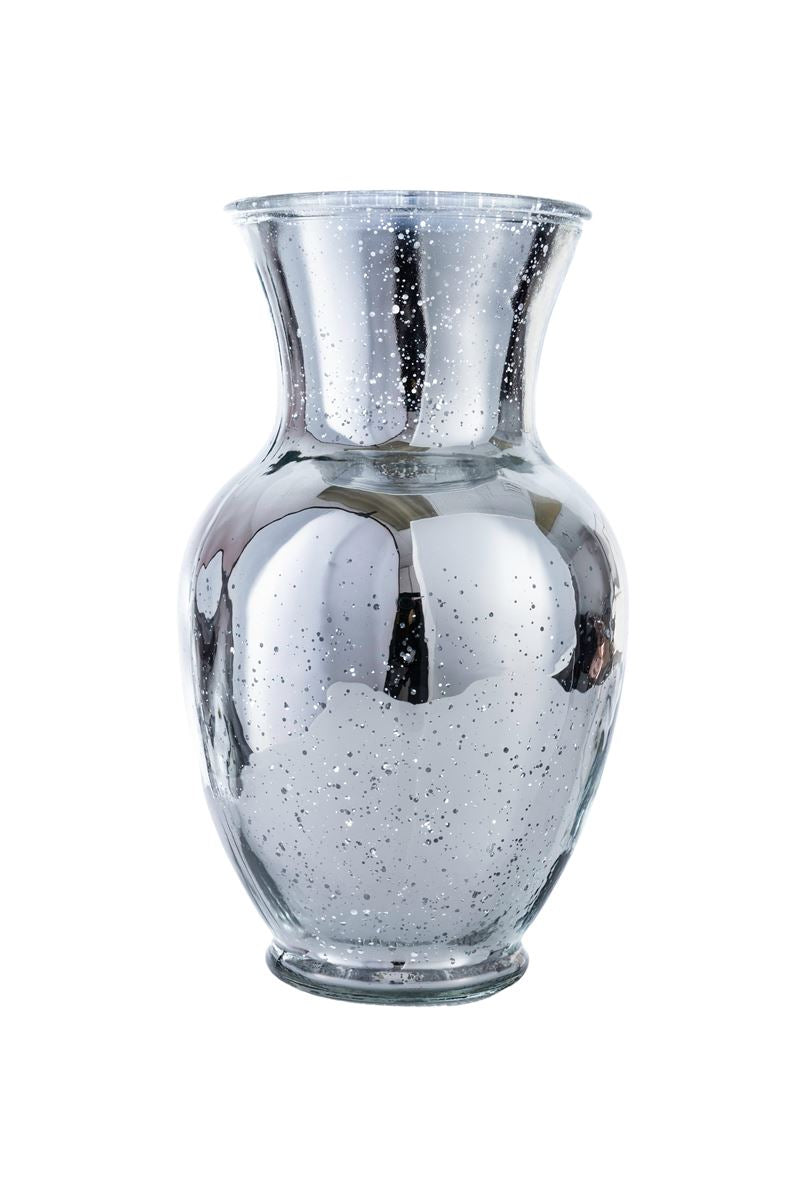 11 inch mercury silver ginger glass vase