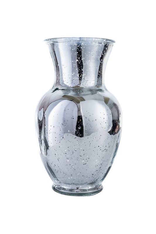 11 inch mercury silver ginger glass vase
