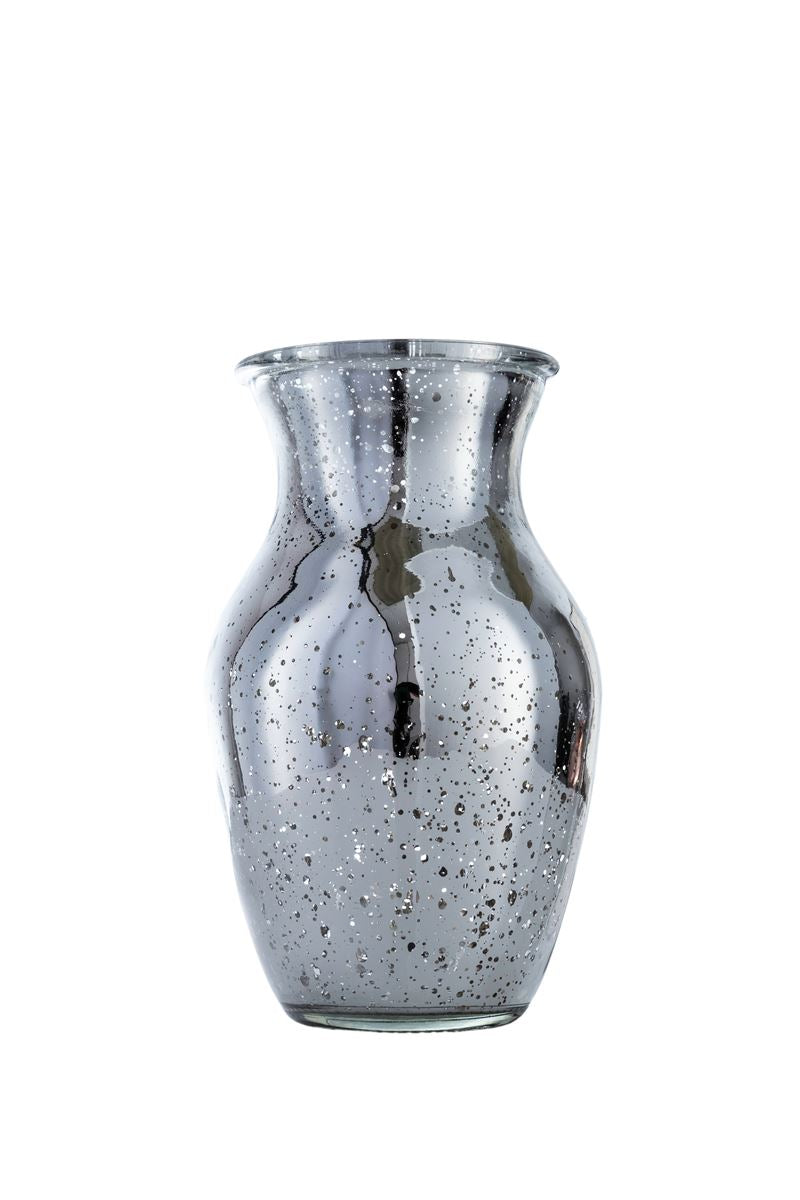 8 inch mercury silver ginger glass vase