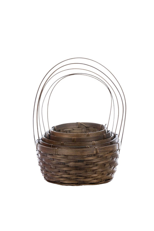 5-piece brown round basket set