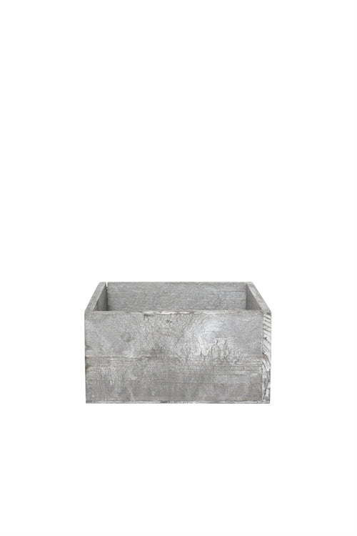 4 inch gray square wooden planter