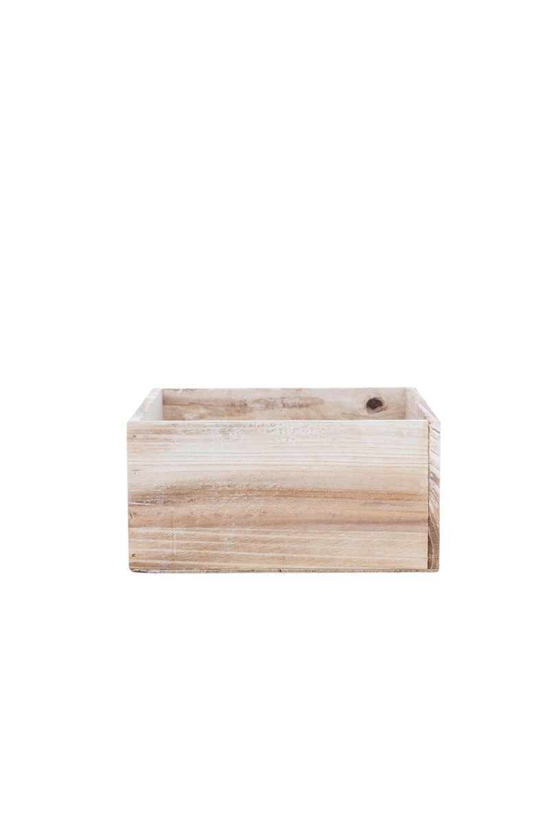 4 inch white square wooden planter