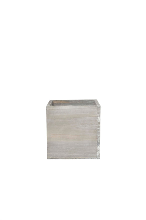 6 inch gray cube wooden planter