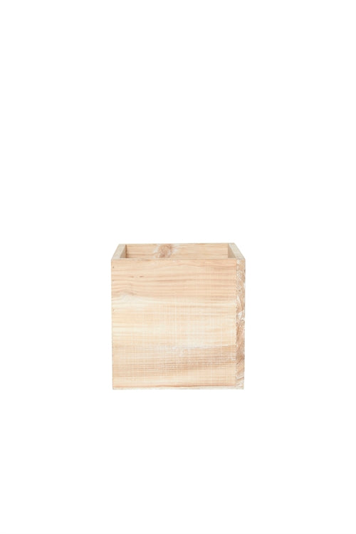 6 inch white cube wooden planter